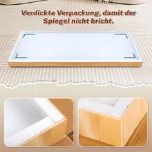 Pełnowymiarowe lustro o wymiarach 45 x 155 cm, w kolorze czarnym, z zaokrąglonymi krawędziami, wykonane z odpornego na stłuczenie szkła float, ze stabilną metalową podstawą i plastikową ramą, można postawić na podłodze lub zamontować na ścianie, lekkie i zapakowane w nowoczesne opakowanie. - Czarne - Zobacz 5