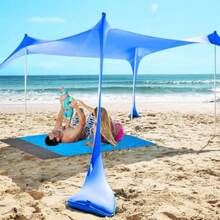 CYPNToldo de Playa UPF50+ toldo de Playa Tienda de Playa Portátil con tapete de Playa Palas de Arena con 4 Bolsas de Arena y 4 Postes de Estabilidad Carpa de Playa Apto para Playa CampingFashion - 219614678 - Ver 1