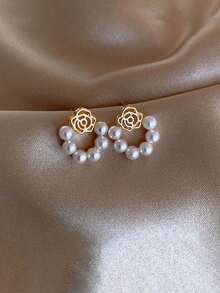 10对装奢华可爱仿珍珠花朵水晶心形吊坠耳环，优雅百搭混搭风格耳环套装，时尚饰品，派对、婚礼、日常佩戴的最佳礼物，随机OPP袋包装 - 10對(隨機出貨)C款 - 查看 7