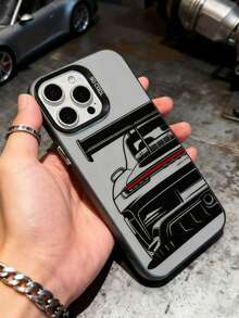 1pc Creative IMD Racing Car Pattern Painted Protective Phone Case, High-Grade Gray, Shock-Resistant, Suitable As Holiday Gift Compatible With IPhone Xs/Xs Max/Xr/11/12/13/14/14 Plus/15/15 Plus/16/16 Plus/7/8 Plus/17/17 Pro And Other Models - Multicolor - View 3