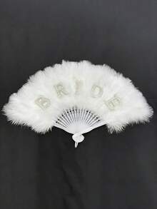 1 件仿羽毛扇，珍珠新娘羽毛扇，单件女士派对新娘婚礼装饰，手持扇，适合作为服装配饰和派对装饰，也适合婚礼、夏季生日、海滩、返校、学习用品和房间装饰。 - 彩色 - 查看 21