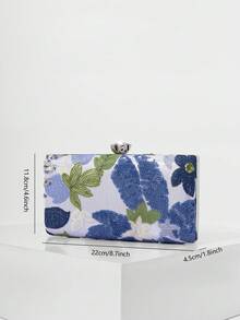 Túi xách đeo chéo thanh lịch, bóng bẩy, họa tiết lá và hoa nhiều màu sắc, túi dự tiệc dây xích cổ điển, túi xách mini hình hộp vuông, phù hợp cho các cô gái dự tiệc, cô dâu, sinh viên đại học, người trẻ chuyên nghiệp, đa năng cho các bữa tiệc, dạ hội, đám cưới, phối hợp hoàn hảo với các phụ kiện dự tiệc, họa tiết được gửi ngẫu nhiên. - Màu xanh Bạc hà - Xem 4