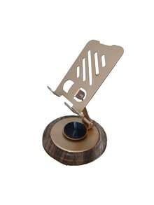 720 Degree Rotatable Foldable Wooden Base With Metal Stand, Compatible With Smartphones And Tablets