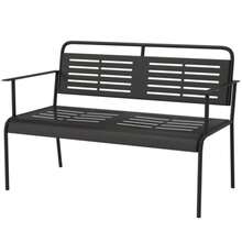 2-Seater Garden Bench, Slatted Bench, Water-Repellent Garden Furniture With Backrest And Armrests, Park Bench, 240 Kg Load Capacity, Balcony Bench For Patio Or Garden, 121 X 64 X 84 Cm, Black - Black - View 1
