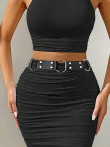 Plus-Size Women's Belt, PU Leather Rock And Roll Goth Harness Belt With O-Ring, Waist Pu Leather Belt, Accessories For Party Dating. - 黑色 - 查看 4