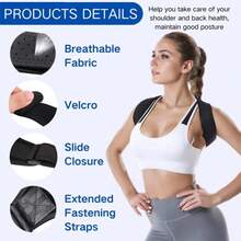 Ceinture correctrice de posture confortable - Orthèse réglable et respirante - Soutien sans couture du haut du dos, de la colonne vertébrale, du cou et des épaules - Convient pour un port quotidien, stabilisation de la clavicule, soutien du dos, correction de la posture, soulagement des douleurs dorsales - Convient pour la scoliose, améliore la posture du dos et fournit un soutien lombaire, convient pour les adultes, les étudiants, les travailleurs de bureau et les personnes âgées - Noir - Voir 11