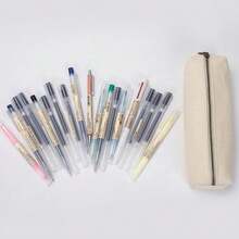 Canvas Pencil Case Stationery Bag Pencil Case Storage Cosmetic Bag (Beige, S) - 米色 - 查看 9