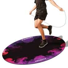 Jump Rope Mat Large Rubber Exercise Mat Indoor Outdoor Shock Absorbing Mat Non-Slip Oval Design for Floor and Rope Protection Workout Mats for Home Gym Flooring - Rojo y morado - Ver 7