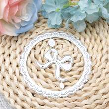 1个蕾丝边蝴蝶结切割模具，适用于剪贴簿、圆形创意卡片压花模具切割器，适合节日装饰剪贴簿纸艺、手工卡片制作DIY、优雅剪贴簿、婚礼、生日、情人节、复活节卡片等。 - 銀色 - 查看 3