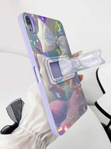 Custodia protettiva con farfalla in cristallo sfumato, compatibile con Apple iPad Mini 6/7, Tab A7/9, iPad 5/5 Pro, Redmi iPad SE11, custodia protettiva colorata e amichevole per la pelle con supporto - Multicolore - Visualizzare 6