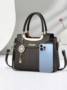 New Elegant Women's Handbag, Classic Stylish Durable Luxury, Spacious Capacity, Shoulder & Crossbody Carry - Coffee - View 6