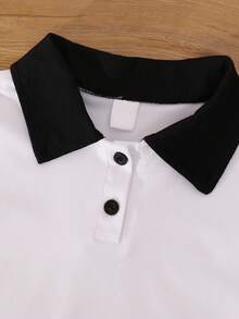 休闲时尚豹纹爱心印花 Polo 领背心，女童新款春夏系列 - 白色 - 查看 5