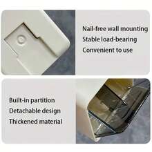 1个棉签收纳盒，壁挂式棉签整理盒，适用于浴室、梳妆台、衣柜，多功能收纳架，必备浴室配件，卸妆棉收纳盒，桌面棉签收纳容器 - 彩色 - 查看 7