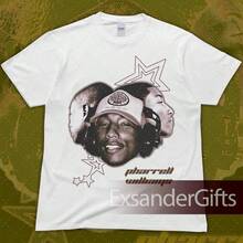 Limited Pharrell Williams Y2k Insipired Vintage Unisex Heavy Cotton Tee ID - 白色 - 查看 1