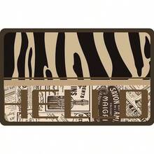 1件黑色豹纹宠物喂食垫，橡胶底，防污表面，适用于猫狗