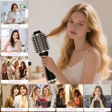 Hair Dryer Brush Blow Dryer Brush - One-Step Hot Air Styler Volumizer With ALCI Plug - Fight Frizz And Add Volume - Color Gold - 查看 6