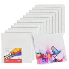 Canvases For Painting - Pack Of 12, 10 X 10 Inch Blank White Canvas Boards - 1OO% Cotton Art Panels For Oil, Acrylic & Watercolor Paint - 10x10吋-12片 - 查看 1