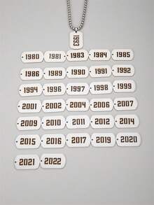 1 Pc Stainless Steel Rectangular Birth Year Digital Pendant Necklace Men's Birthday Gift - Multicolor - View 4