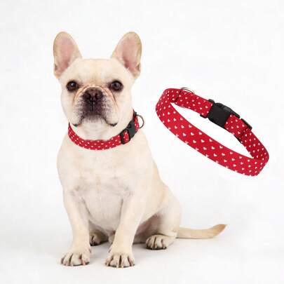 Collar de perro para el Día de San Valentín, collar de perro con corazón rojo, regalo de San Valentín, amor para perros pequeños, medianos y grandes, niños y niñas, collar de mascota para boda con hebilla de plástico y argolla en D