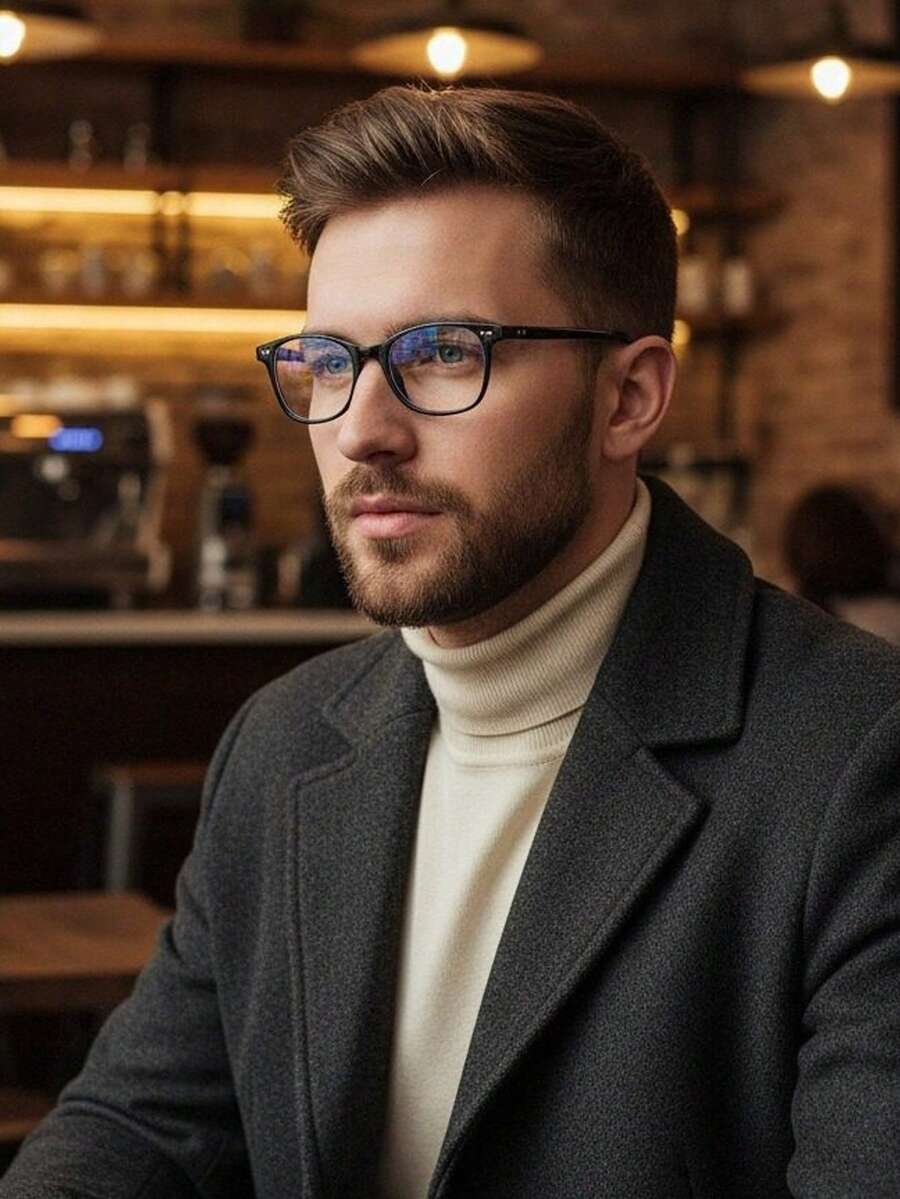 1副男士塑料椭圆形小框细腿个性化复古铆钉经典简约休闲日常百搭帅气酷炫嘻哈设计眼镜，适合户外、度假、旅行 - 多色 - 查看 1