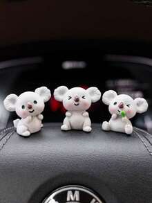 4pcs Cute Cartoon Grey Koala & Sloth Miniature Landscape Decor, Car Interior Desktop Ornament, Mini Resin Accessory For DIY Decoration - Koala Figurine - View 3