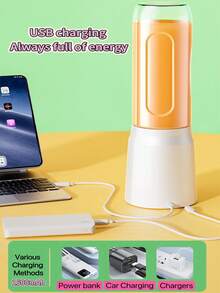 1pc Portable Juicer Blender With Mixing Cup, Dual Cup Design Option, USB Rechargeable Juice Cup, Multi-Function For Student & Home Use, Suitable For Making Smoothies, Milkshakes, Juices, Ideal For Kitchen, Home, Travel, Practical New Year & Christmas Gift (For Women)