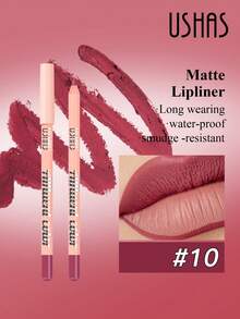 USHAS哑光唇线笔，14种颜色可选，勾勒完美唇形，轻松打造精准唇妆，是唇膏的理想搭档，新手必备美妆工具，美容专家推荐，24小时防晕染 - #10 - 查看 2