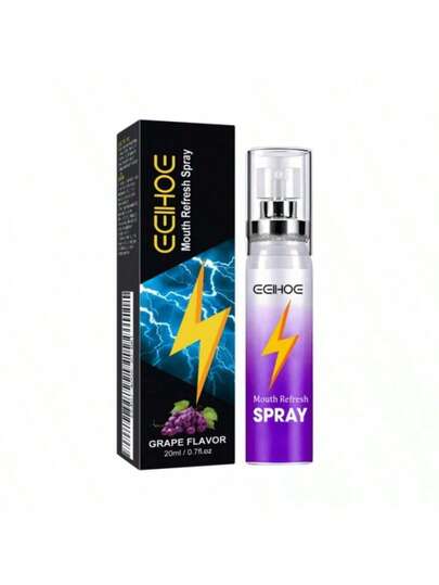Spray refrescante de aliento con sabor a uva, 20 ml en formato portátil. Aliento fresco y duradero. Perfecto para citas y eventos sociales.