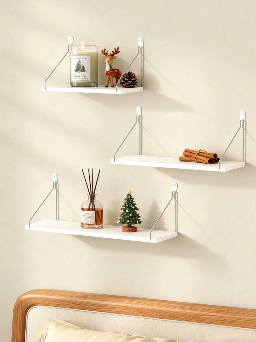 1 件简约白色悬挂式壁挂厨房收纳架，兼具客厅和卧室墙面装饰和收纳功能，大容量壁挂式收纳板，多场景收纳架，适用于客厅和卧室装饰，壁挂式收纳架