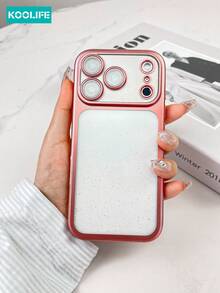 Koolife 1pc Electroplated Metallic Paint Matte Glitter Phone Case, Fashionable TPU Soft Shell With Built-In Lens Film, Compatible With IPhone 17/17 Pro/17 Pro Max, 16/16 Pro/16 Pro Max/16 Plus, 15/15 Pro/15 Pro Max/15 Plus - Pink - View 2