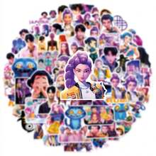60/120pcs Cartoon Anime K-Pop Girl Group Stickers, Anime Character, Stickers, Children Stickers, Waterproof DIY Creative Stickers For Skateboard, Luggage, Notebook, Cup, Small Christmas Gift