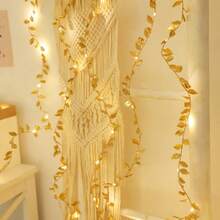 1 Set 3.2/6.5/9.6/16.4 Ft Artificial Gold Leaf Fairy String Lights, Battery Powered Copper Wire Decorative Lights, Suitable For Home Decor, Living Room Wall Decor, Birthday, Party, Wedding, Outdoor Yard Garden Fence Decoration - 金色 - 查看 4