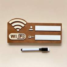 New 2D Retro Flat WiFi Network Sign - Wireless Router Password Plate Without Power, Artificial/Brown Retro Plaque, Home Office Cafe Decor - Housewarming Or Mother's Day Gift, Password Reminder, Minimalist Style, Wooden Material - Multicolor - View 3
