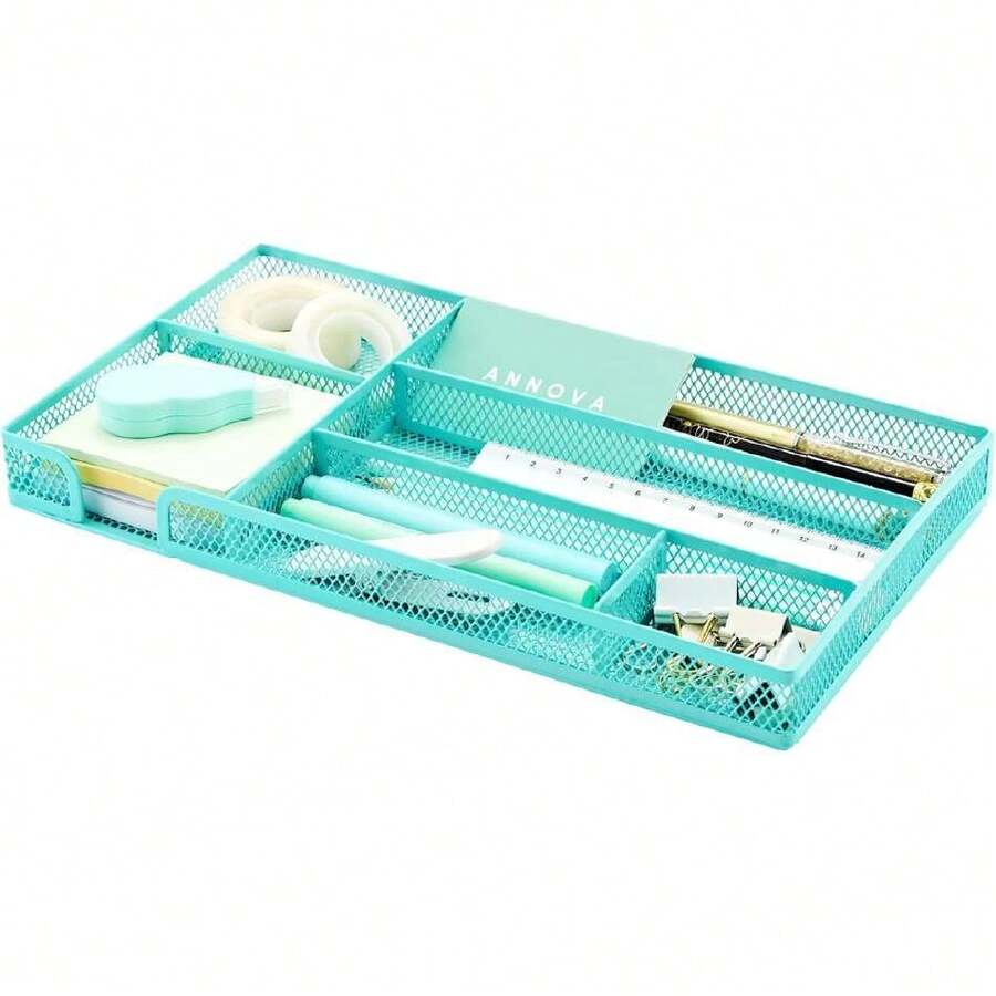 - Bandeja organizadora de cajones de computadora para organización de oficina, malla metálica, accesorios y suministros de oficina (turquesa),40075567 - Rosa coral - Ver 1