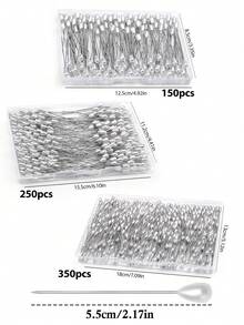 150/250/350Pcs Corsage Pins, Boutonniere Pins, Long Teardrop Pearl Head Pins, White Straight Head For DIY Decoration, Wedding, Jewelry Flower Decoration - White - View 2