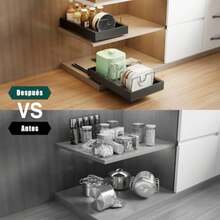 CYPNOrganizador de Gabinete Corredero Cocina Cajones Organizadores de Alacena Sartenes y Ollas Organizador de Tapas de Ollas Platos en Alacena Cajones Deslizables para Cocina Negro Metal 1 Piezas TofaneyFashion - 227749020 - Ver 6