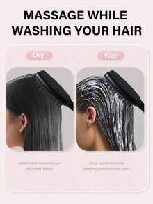 1支硅胶头皮按摩梳，长柄清洁梳，促进头发生长并去除头皮屑，家用洗发梳（粉色、黑色、棕色、紫色），美发造型套装，美发工具 - 彩色 - 查看 2