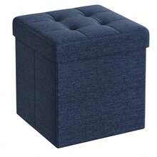 MIKOMIKA Storage Ottoman, Folding Storage Chest, Footstool, Cube Bench, Holds Up To 300kg, For Living Room, Bedroom, Entryway. Ottoman Storage Chest Folding Stool, Linen Stool, Foldable Seat Footstool - 76 X 38 X 38 Cm, Assorted Colors Black Blue Beige Slate Grey. (Drawer 001) - CAJON-PLEGABLE-38CM-AZUL - 查看 1
