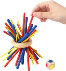 木製バランスゲーム スティッキーバランスゲーム 3Dパズルテーブルゲーム カラフルフォーカスゲーム ファミリーゲーム ドミノゲーム 天然木製ゲーム バランスブロック - 01 - チェックする 4