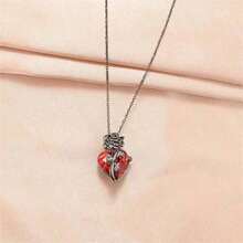 Nice Ear1pc Charming Rose Heart Pendant Necklace For Men - Gothic Collarbone Chain, Fashionable Men's Accessory Halloween Valentine's Day Valentines Fathers Day Gift School Halloween Accessories Punk - 01 槍黑 N-413 - 查看 5
