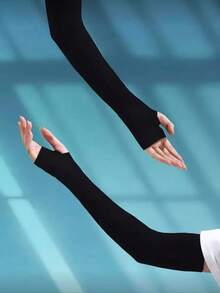 3 双装女士黑色、白色、灰色纯色露指袖套，透气防晒 - 彩色 - 查看 2