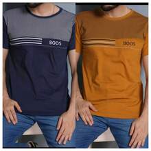 Kit Of 2 Men's Crew Neck Cotton T-Shirts BS - 1Azul 1Mostarda - 查看 1