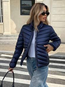 Chamarra Básica para Mujer Sin Gorro- Ligera, Cómoda y Versátil para Uso Diario, Te Protege del Viento y El Clima Fresco sin Ser Pesada. - Azul Marino - Ver 3