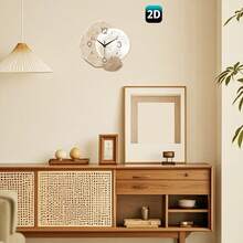 2D Modern Minimalist Silent Wall Clock, High-End Decorative Clock, Seamless Asymmetrical Shape, Suitable For Bedroom, Dining Room, Living Room, Office, Sofa Background, Mother's Day, New Year, Valentine's Day, Wedding Decor, Friend's Birthday Gift, Battery-Free - Beige - View 6