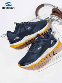 HOBIBEAR 1 Pair Color Block Lace-Up Casual Sports Shoes, Fashion Breathable Wide Fit Sneakers For Gym, Outdoor, All Season - Blue - View 3