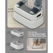 CYPNMR.SIGA - Taburete de Inodoro en Cuclillas 2 Escalones para Adultos Niños Antideslizante Resistente para Baño Taburete de Inodoro Portátil para BañoFashion - Azul grisáceo - Ver 3