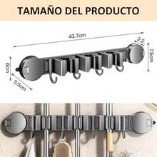 CYPNPorta Escobas y Trapeadores Pared Accesorios Para Baño Puede Moverse Organizador Aluminio Soporte Para Escobas Repisas Sin Soporte Organizador -43.7cm-1 paqueteFashion - Gris - Ver 3