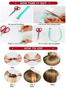 5 PCS Red Colored Clip In Hair Extensions 20 Inch Long Straight Hairpieces Clip In Synthetic, Halloween Cosplay Dress Up Fashion Party Christmas New Year Gift For Women Christmas New Year Carnival Music Festival Use(RED) - 酒紅色 - 查看 8