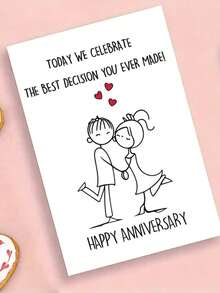 1PC Sentimental Anniversary Greeting Card For Spouse Or Partner - "Today We Celebrate The Best Decision You Ever Made" Romantic And Uplifting Greeting Card For Husband, Wife, Boyfriend Or Girlfriend | Perfect For Valentine's Day Surprises, Wedding Anniversaries, Engagement Celebrations, Vow Renewals - Multicolor - View 5