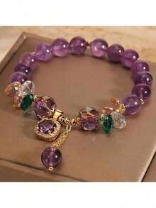 Luxury Amethyst Bead Bracelet With Rough Decoration - Ladies' Chic Jewelry, Daily Use, Mother's Day Gift, All-Year-Round Fashion Accessories - Multicolor - View 2